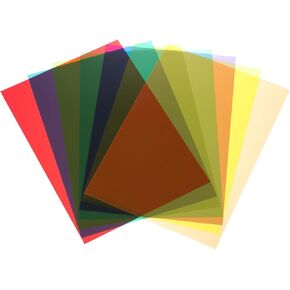 MECCANIXITY 7 Pcs Colored Plastic Sheets, A4 Transparent Amber Film Color Correction Gel Light Filter Waterproof 11.7 x 8.3" Sheet for DIY Crafts,LED Lighting,Photo (7 Color)