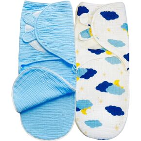 2-Pack Cotton Muslin Swaddle Sleep Sack Set for Newborns 8-16lbs