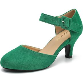 Womens Ankle Strap Kitten Heels Closed Toe Low Heel Dress Shoes Comfortable Vintage Pumps for Women Dressy Bridal Wedding Party