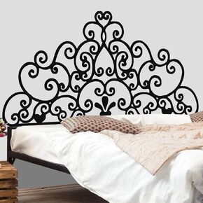 Headboard Decal Peel and Stick Headboard Sticker for Wall Waterproof Vinyl Decal Vintage Damascus Bedroom Decor for Bedroom Home Dormitory, 66 x 32 Inches
