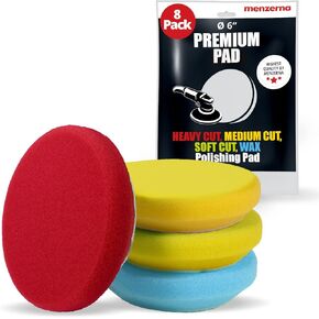 MENZERNA 4 Pcs 3.5 Inch Polishing Pad Kit for Scratch Repair, Fine Polishing, Shine & Wax Sealing I Body Repair Buffing & Polishing Pads with Safety Edge & Velcro Attachment I Washable & Long-Lasting