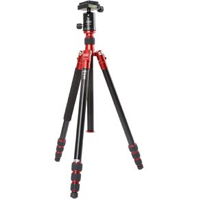 BA224+B1 Portable Aluminum Magnesium Alloy Tripod with Panoramic Head for Phone and Camera(Red)