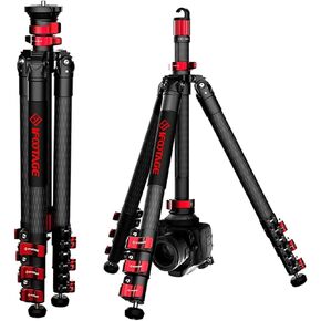 IFOOTAGE Tripod TC5S, 59" Carbon Fiber Video Tripods, 4 Sections Portable Travel Camera Tripod with Centre Pole, Payload 13.2 lbs