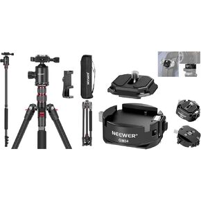 NEEWER 77 inch Camera Tripod Monopod with Phone Holder for DSLR, Phone with 360° Panoramic Ball Head, 2 Axis Center Column, Arca QR Plate and Bag, GM34 Camera Quick Release Plate Kit, 34lb Max Load