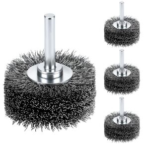 QWORK Wire Wheel Brush Set for Drill, 4 Pack, 2-Inch Diameter, High-Density Carbon Steel, 0.0118" Wire Diameter, 1/4" Shank