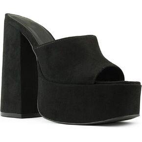 RF ROOM OF FASHION Open Square Toe Towering Platform Flared Block Heel Mule Heel Sandals