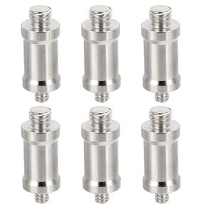 PATIKIL Camera Spigot Screws Converter 3/8" to 1/4" Male to Male, 6 Pack Tripod Screw Adapter Spigot Stud for Light Stand Hot Shoe Cold Shoe Adapter Ball Head Flash, Black