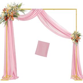 Wokceer 8FT Backdrop Stand with Wedding Arch Draping Fabric Blush Pink Sheer Arch Drapes Fabric for Wedding Ceremony Birthday Party