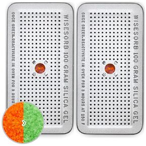 Wisesorb 100 Gram 5 Pack Indicating Silica Gel Canister, Gun Safe Dehumidifier (Orange to Green), Reusable Desiccant Canister Dehumidifier