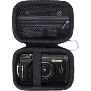 Storage Case Compatible with OM SYSTEM Tough TG-7 / OLYMPUS Tough TG-6 / TG-5 / TG-4 Underwater Digital Camera (Black Case)