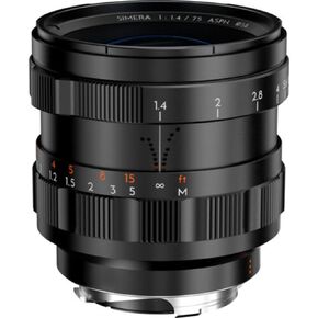 عدسة التصوير الفوتوغرافي الكامل Simera 75mm f/1.4 ASPH Lens for Leica M Mount (أسود)