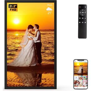 21.5" Large Digital-Picture-Frame WiFi Smart-Frame - 1920*1080 FHD IPS Screen, 32GB, Share Photo or Video Instantly via App Email from Anywhere, Wall Mounted for Home Decor, Gift for Friends or Family