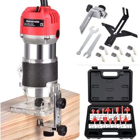 Compact Wood Palm Router Tool Hand Trimmer Woodworking Joiner Cutting Palmming Tool 30000R/MIN 800W 110V with 15PCS 1/4" Router Bits
