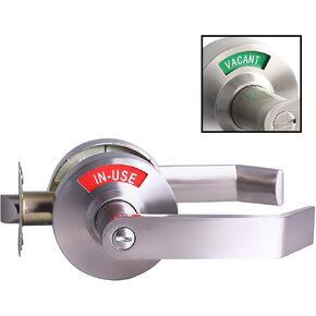 Privacy Lock with Large Indicator for Bathroom Inuse and Vacant, ADA Compliant Lever, Commercial Grade, Perfect for Restroooms of Professional Office Apartment Airbnb Warehouse Matte Black