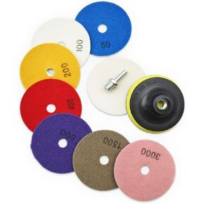 Diamond Polishing Pad Kit, 4 Inch Granite Polishing Pad, Wet and Dry Stone Polishing Pad for Concrete Marble Quartz, Ceramic Polishing Pad for Grinder, Drill, Polisher (12PCS)