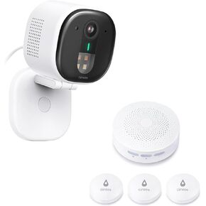 winees WiFi Water Leak Detector, 3 Pack Water Sensors & 2K 4MP Outdoor Security Camera, Human/Pet AI Detection Support Cloud/128G SD Card Storage