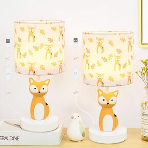 مصابيح طاولة LAMPWELL FOX مع منفذ USB DC5V ، مجموعة من 2 ، مصباح طاولة الأطفال البني الفاتح ، ضوء ليلي لغرفة الأطفال ، حضانة ، غرفة نوم ، عداد المطبخ ، gameroom ، φ5.91 × H12.88in ، الصنع يدويًا in Kuwait