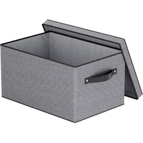 Fabric Storage Boxes, 7.1 x 9.1 x 13 Inch Baskets for Shelves with Lids, Wardrobe Organiser with Handles, Decorative Linen Closet Organizer Bins, Gray, 5 Pack