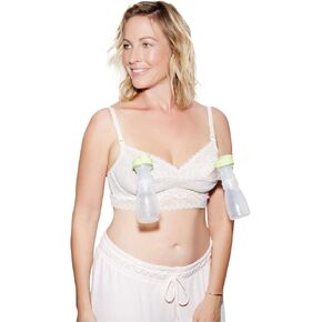 The Dairy Fairy Ayla: Underwire Nursing and Hands-Free Pumping Bra, X-Large / 5, Cream