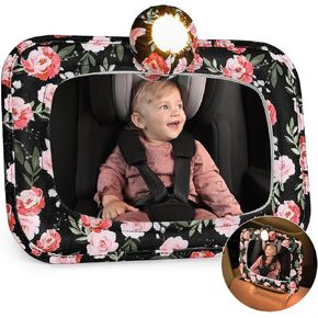 MHJY Baby Car Mirror With Light Shatterproof Car Mirror for Baby Adjustable Shake Proof Car Seat Mirror for Baby Rear Facing With Clear Wide View