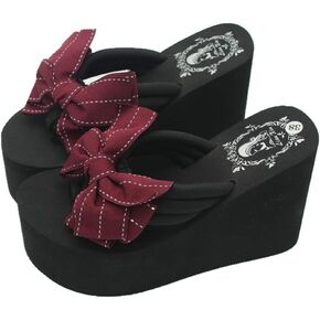 Mamilove Womens Chunky High Platform Wedge Flip-flops Sandals 8 Purple