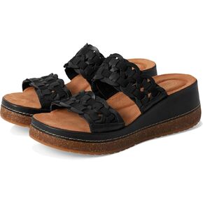 Clarks Women's Kassanda Mule Wedge Sandal, Black Combi Leather, 8