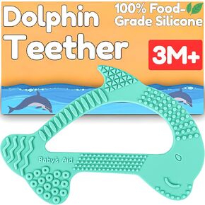 Baby’s Aid Dolphin Silicone Teething Toy, Easy to Hold Baby Teether with 8 Textures for 3+ Months, BPA Free Silicone Teethers for Babies, Soothe Gums, Infant & Toddler Chew Toys, Durable Teething Toys