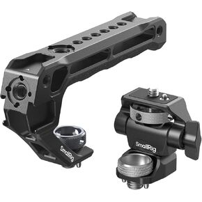 SMALLRIG Top Handle with Monitor Mount Kit, with 3/8"-16 Locating Holes for ARRI, 1/4"-20 Threaded Hole, 5 Built-in Cold Shoe, 360° Swivel and 180° Tilt Adjustable, Anti-Twist Design - 5323