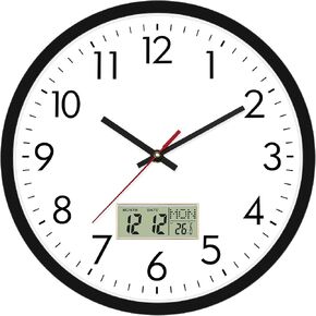 Lumuasky 2 Pack Black Wall Clock,12 Inch Silent Non Ticking Quartz Battery Operated Round Analog Classic Clock for Classroom School Office Living Room Bedroom Home