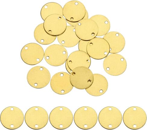 MECCANIXITY 20pcs Brass Round Stamping Blank DIY Label Tags 18mm/0.71inch for Craft, Pendant Decoration, 1.4mm/0.055inch Double Hole, Yellow in Saudi Arabia