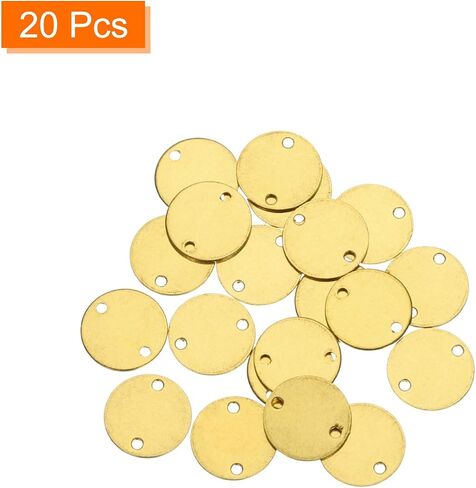 MECCANIXITY 20pcs Brass Round Stamping Blank DIY Label Tags 18mm/0.71inch for Craft, Pendant Decoration, 1.4mm/0.055inch Double Hole, Yellow in Saudi Arabia