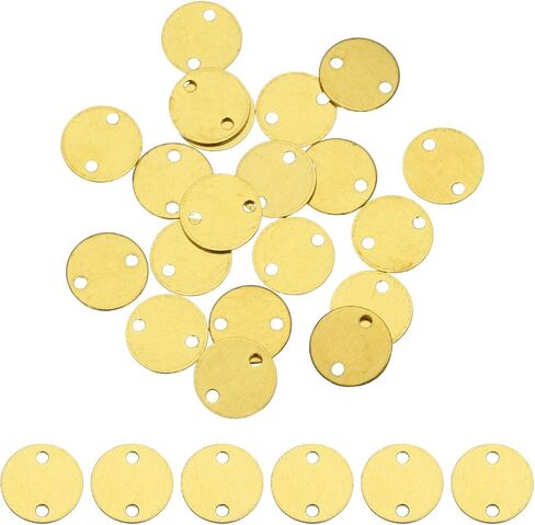 MECCANIXITY 20pcs Brass Round Stamping Blank DIY Label Tags 18mm/0.71inch for Craft, Pendant Decoration, 1.4mm/0.055inch Double Hole, Yellow in Saudi Arabia
