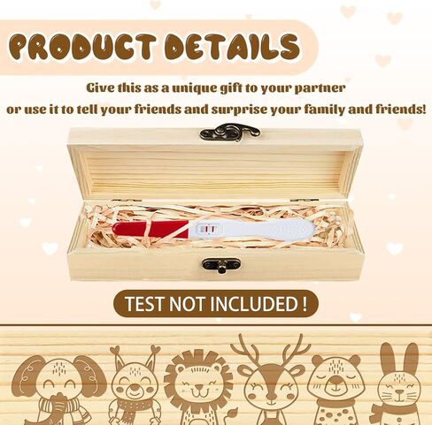 CHGCRAFT Pregnancy Test Keepsake Box Moon Meteor Forest Wooden Pregnancy Announcement Gifts Box with Raffia Ribbon and Lock Announcement Gifts for Dad Husband, 8x2x1.2inch in Saudi Arabia