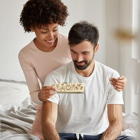 CHGCRAFT Pregnancy Test Keepsake Box Moon Meteor Forest Wooden Pregnancy Announcement Gifts Box with Raffia Ribbon and Lock Announcement Gifts for Dad Husband, 8x2x1.2inch in Saudi Arabia