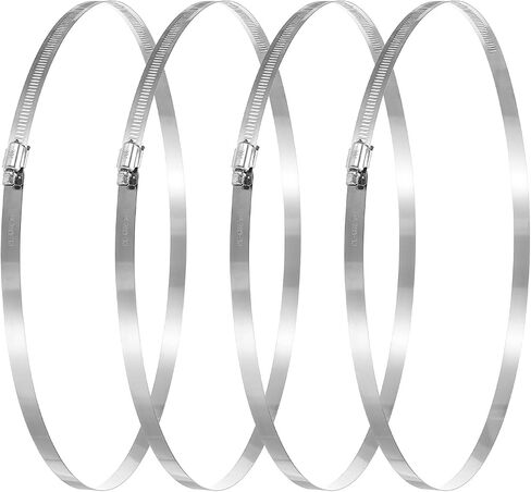 PATIKIL 12 Inch Adjustable Pipe Hose Clamp, 4 Pack 304 Stainless Steel Air Ducting Clamp Worm Gear Drive Hose Clamps Pipe Clamp for Ventilation Duct, Silver in Kuwait