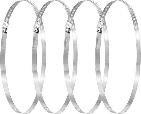 PATIKIL 12 Inch Adjustable Pipe Hose Clamp, 4 Pack 304 Stainless Steel Air Ducting Clamp Worm Gear Drive Hose Clamps Pipe Clamp for Ventilation Duct, Silver in Kuwait