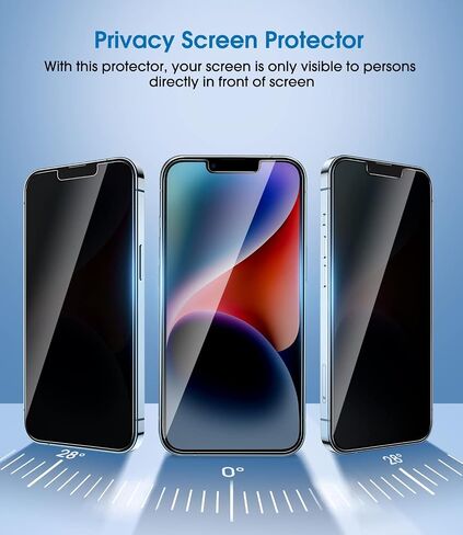 amFilm OneTouch لهاتف iPhone 14 Plus (6.7 بوصة 2022) وiPhone 13 Pro Max 6.7 بوصة واقي شاشة من الزجاج المقوى للخصوصية - مع مجموعة سهلة التركيب، حافظة تغطية كاملة صديقة (عبوتان) in Kuwait
