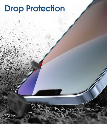 amFilm OneTouch لهاتف iPhone 14 Plus (6.7 بوصة 2022) وiPhone 13 Pro Max 6.7 بوصة واقي شاشة من الزجاج المقوى للخصوصية - مع مجموعة سهلة التركيب، حافظة تغطية كاملة صديقة (عبوتان) in Kuwait