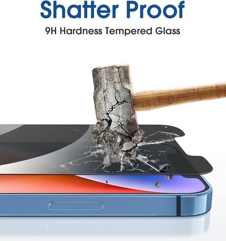 amFilm OneTouch لهاتف iPhone 14 Plus (6.7 بوصة 2022) وiPhone 13 Pro Max 6.7 بوصة واقي شاشة من الزجاج المقوى للخصوصية - مع مجموعة سهلة التركيب، حافظة تغطية كاملة صديقة (عبوتان) in Kuwait
