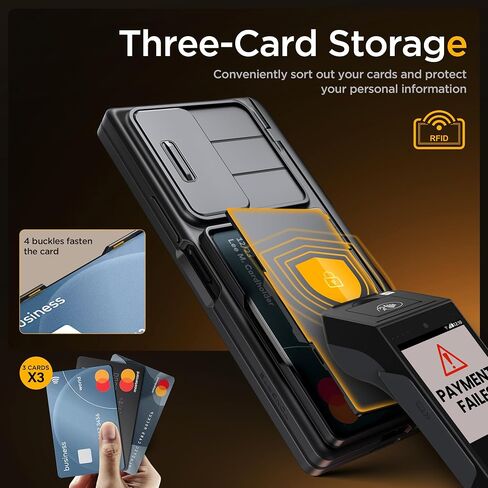 حافظة TONGATE for Z Fold 6، [مع حامل بطاقة وحامل قلم S] [واقي شاشة زجاجي وغطاء كاميرا منزلق] حافظة هاتف بمسند ومفصلة متينة لهاتف Samsung Galaxy Z Fold 6، أسود in Kuwait