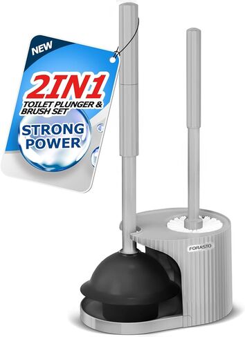 2 in 1 Toilet Brush and Plunger Set, Toilet Bowl Brush Plunger Set,Extended Handle Plunger,Bathroom Cleaning Tools,Toilet Brush Plunger Combo,Cleaning Brush（Pearl White，20.8inch） in Saudi Arabia