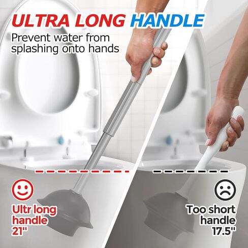 2 in 1 Toilet Brush and Plunger Set, Toilet Bowl Brush Plunger Set,Extended Handle Plunger,Bathroom Cleaning Tools,Toilet Brush Plunger Combo,Cleaning Brush（Pearl White，20.8inch） in Saudi Arabia