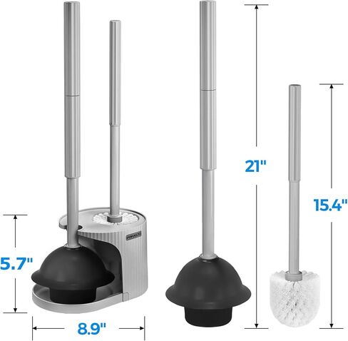 2 in 1 Toilet Brush and Plunger Set, Toilet Bowl Brush Plunger Set,Extended Handle Plunger,Bathroom Cleaning Tools,Toilet Brush Plunger Combo,Cleaning Brush（Pearl White，20.8inch） in Saudi Arabia