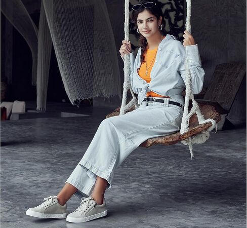 Jeossy Women's Flat Low Top Casual Fashion Sneakers Round Toe Shoes with Zipper in Kuwait