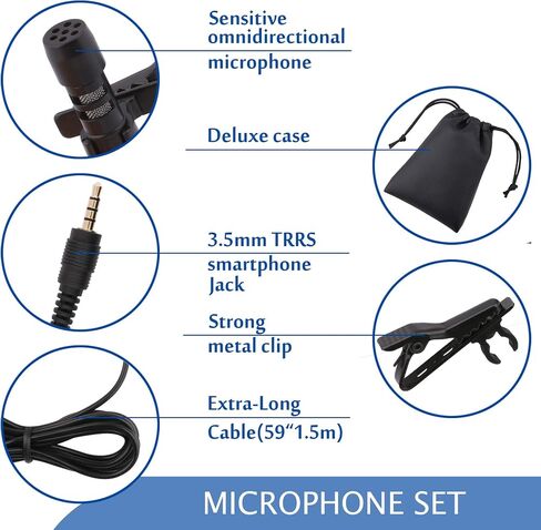 Tiny Microphone, 59 inches Wired Lavalier Lapel Microphone, 3 Pack USB Portable Clip on Omnidirectional Mic Condenser for Recording Podcast PC Laptop Android iPhone YouTube Interview ASMR in Saudi Arabia