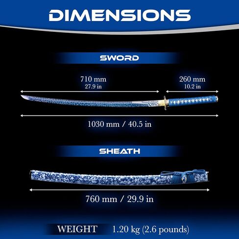 Real Katana Sword Sharp - Japanese Samurai Swords are a Unique Gift for Men - Full Tang High Carbon Steel Sword Blade Makes a Memorable for Martial Arts Enthusiasts or Sword Collectors in Saudi Arabia