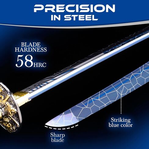 Real Katana Sword Sharp - Japanese Samurai Swords are a Unique Gift for Men - Full Tang High Carbon Steel Sword Blade Makes a Memorable for Martial Arts Enthusiasts or Sword Collectors in Saudi Arabia