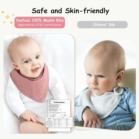 Yoofoss Muslin Baby Bibs 10 Pack Bandana Bibs 100 ٪ Cotton 6 Layer Soft Usporbent Bibs for Boys and Girls ، Pink Flower in Saudi Arabia