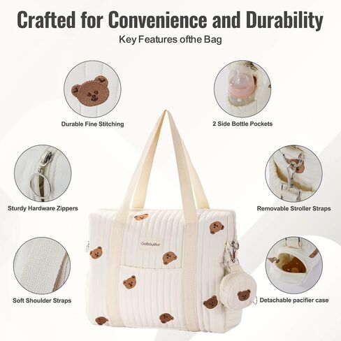 GOBABYMART 3pc Diaper Bag Tote Set, Hospital Bag for Labor & Delivery, Maternity Travel Bag with Changing Pad & Pacifier Case in Saudi Arabia
