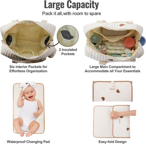GOBABYMART 3pc Diaper Bag Tote Set, Hospital Bag for Labor & Delivery, Maternity Travel Bag with Changing Pad & Pacifier Case in Saudi Arabia
